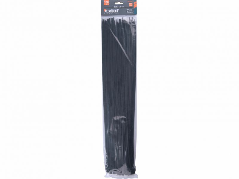 EXTOL PREMIUM Pasky stahovacie 4,8x500mm 100ks cierne
