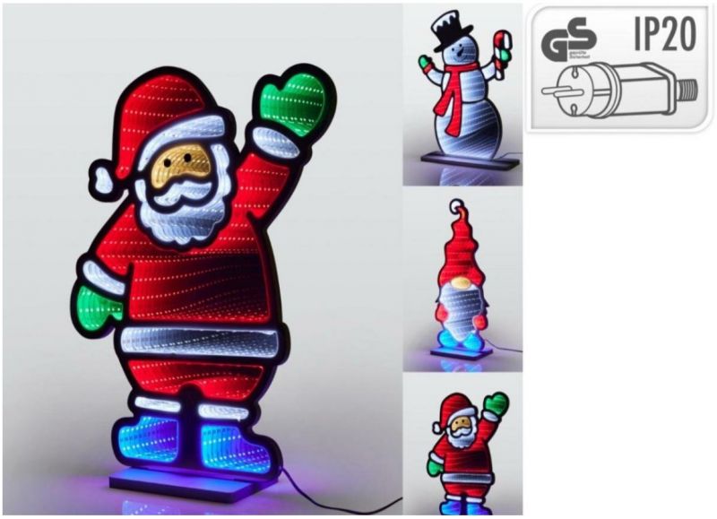 Kinekus Svetlo vianočné postavička LED Santa/snehuliak/škriatok zrkadlový efekt