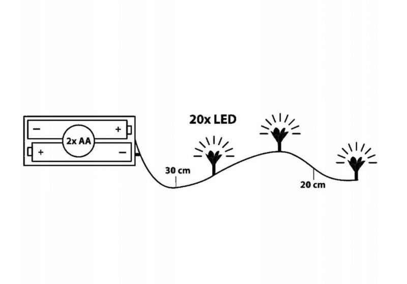 Kinekus Svetlo vianočné kvety 20 LED teplé biele, s časovačom