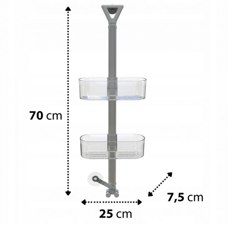 Kinekus Polička kúpeľňová 2- poschodová, 70x25x7,5cm, nastaviteľná výška