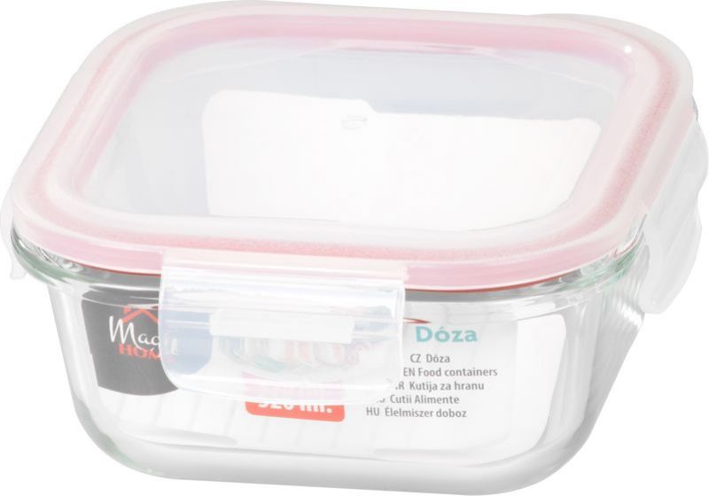 Kinekus Dóza sklo štvorec 520ml, s vekom, Clip