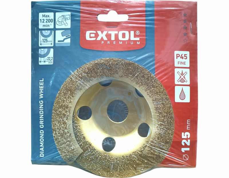 EXTOL PREMIUM Kotúč brúsny diamantový univerzálny, 125mm, P46, univerzálne použitie