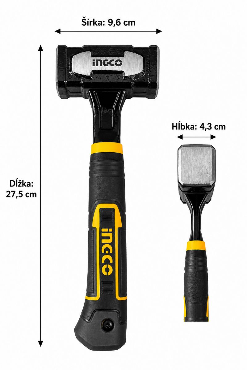 Pucka / kamenárske kladivo, 1000g ANTI-SHOCK INGCO Industrial