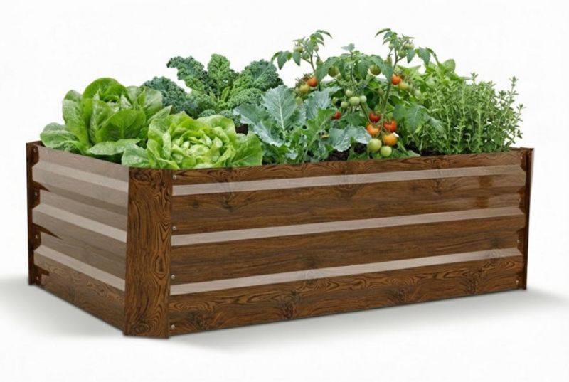 Záhon vyvýšený oceľový hranatý 120x60x45cm drevodekor GARDENKUS