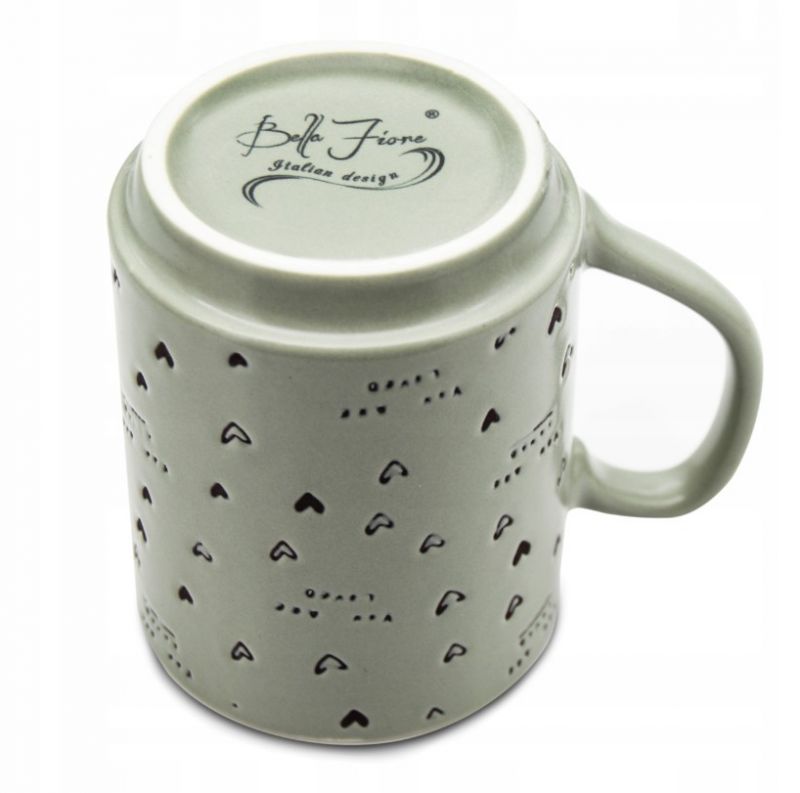Kinekus Hrnček porcelánový 340ml, zelený, dekor srdiečka