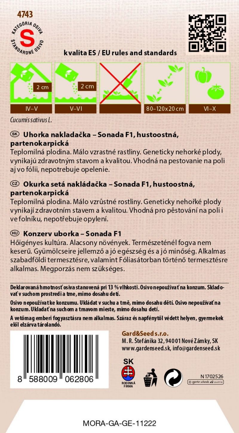 Kinekus Uhorka naklad. SONADA F1 #8SK
