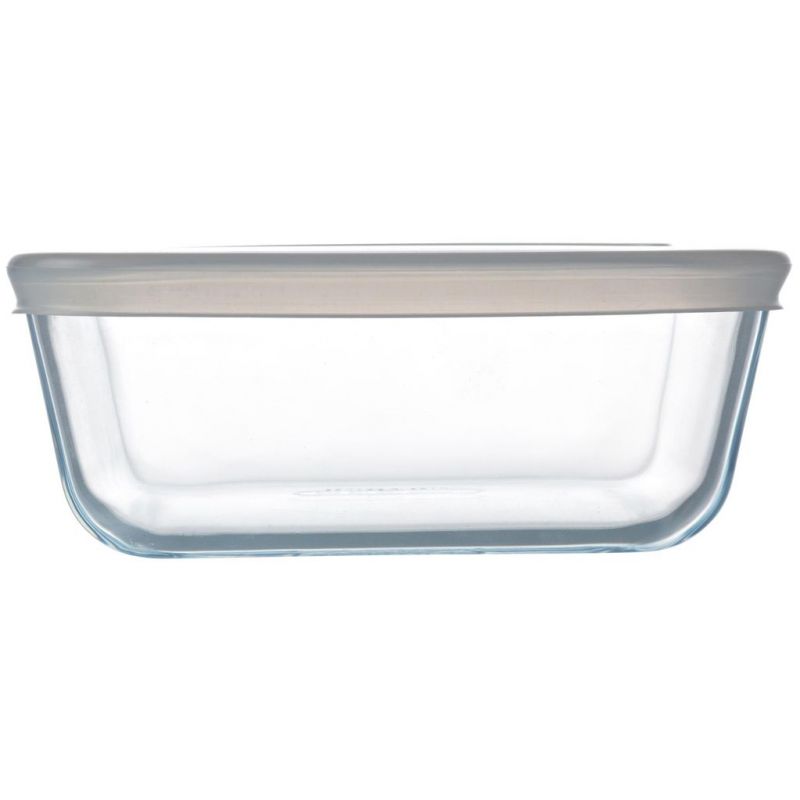 PYREX Dóza na potraviny s vekom štvorcová, číre sklo, 15x15x6cm, 0,8L, PYREX