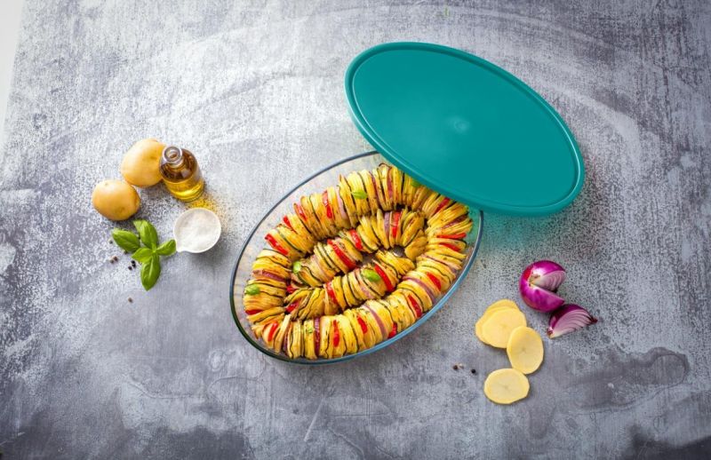 PYREX Misa / pekáč oválny s plastovým vekom, 35x24x6cm, 3,1L, sklo číre PYREX