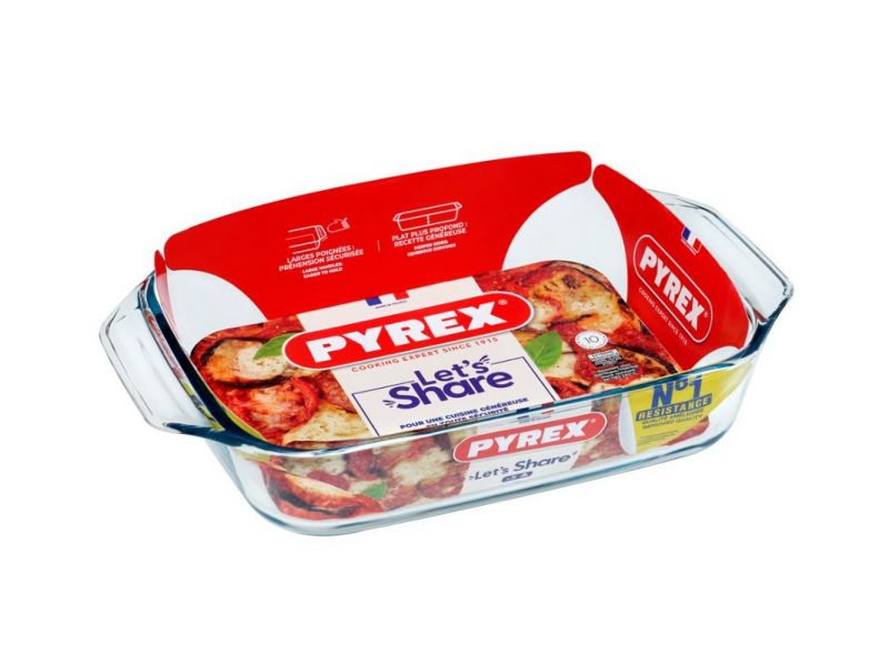 PYREX Pekáč s ušami hranatý, 35x23x7cm, 3L, sklo číre PYREX KLC