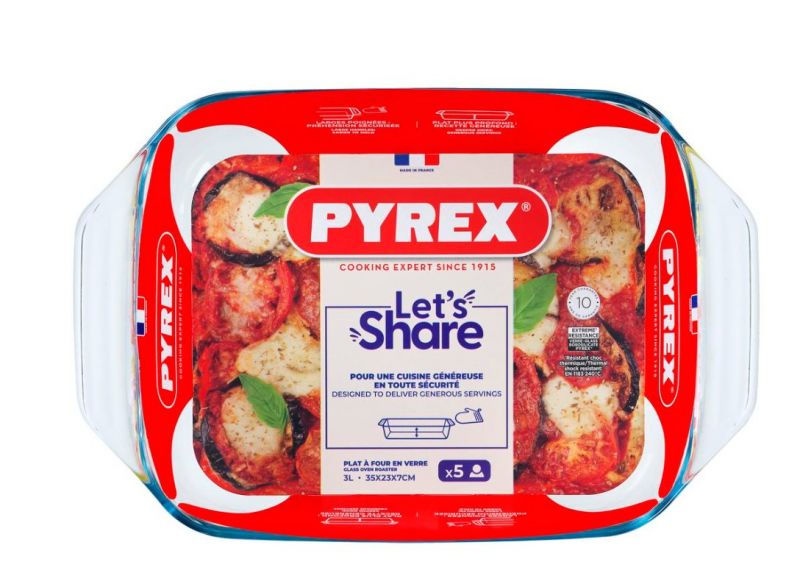 PYREX Pekáč s ušami hranatý, 35x23x7cm, 3L, sklo číre PYREX KLC