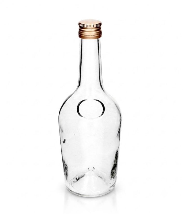 Fľaša na alkohol sklenená, 500ml, GLORIA, s uzáverom foto2
