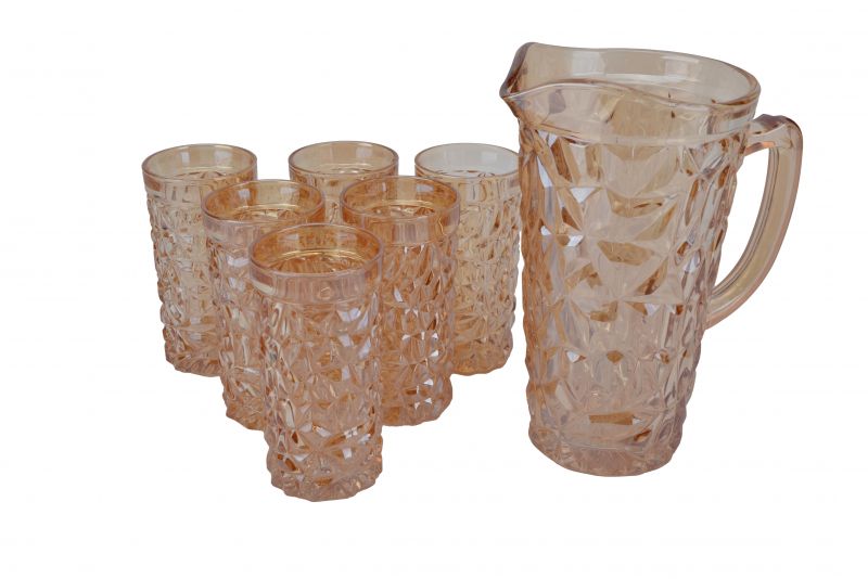 Kinekus Džbán 1,2 l + 6 x pohár 250 ml sklo zlatý