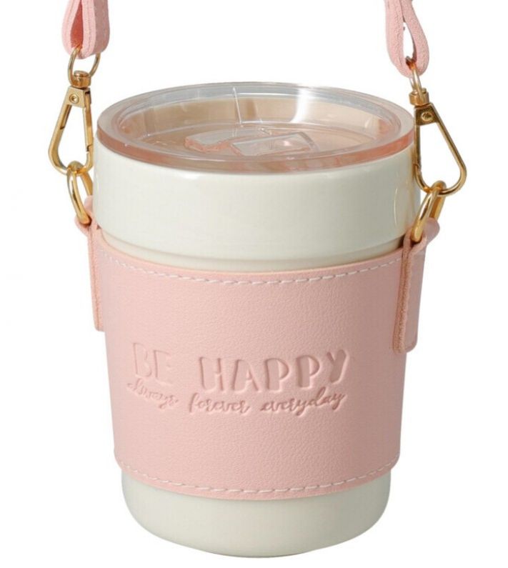 Kinekus Pohár porcelánový s viečkom 420 ml, s pútkom, mix farieb