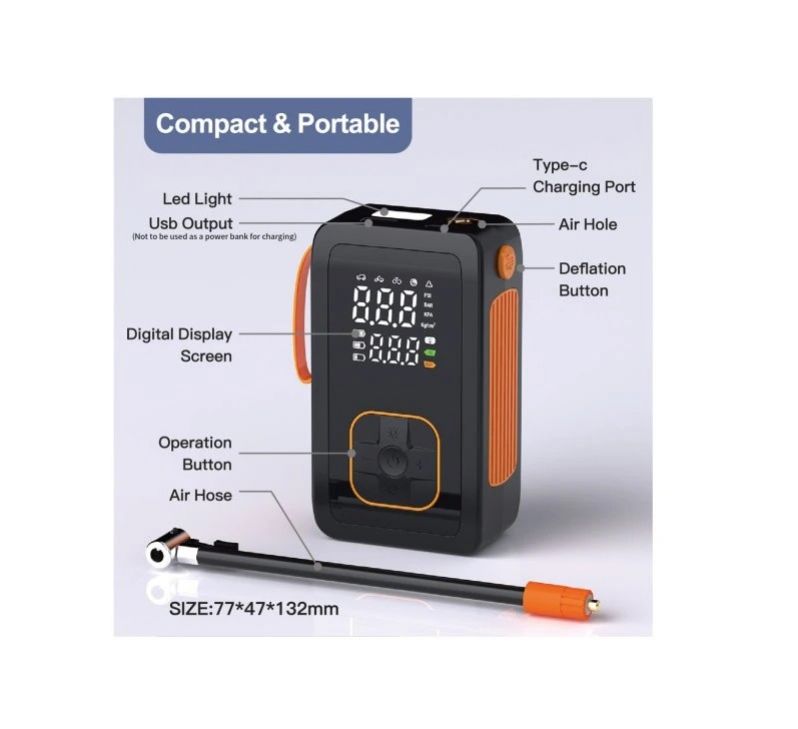 Kinekus Kompresor AKU + powerbanka 3600mAh, pumpa