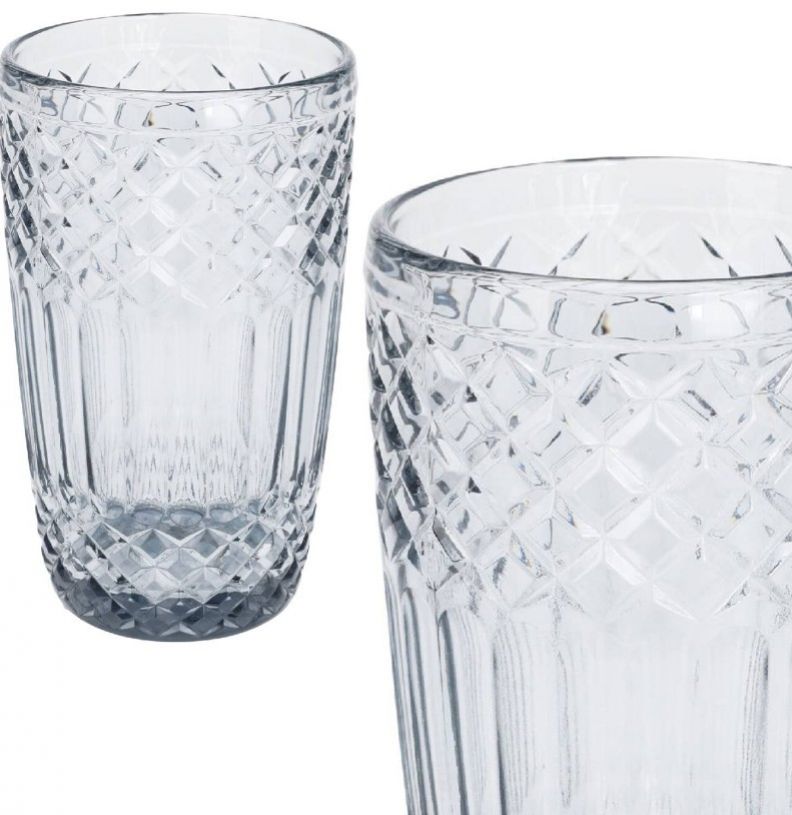 Kinekus Pohár na vodu sklenený brúsený, 380ml, šedý