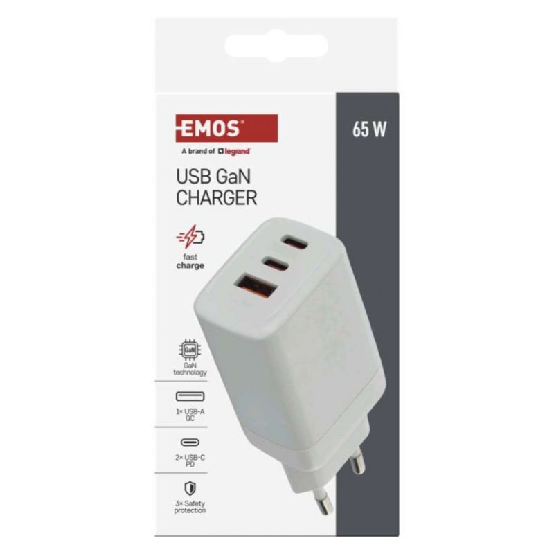 EMOS Adaptér USB univerzálny GaN do siete PD 65 W max