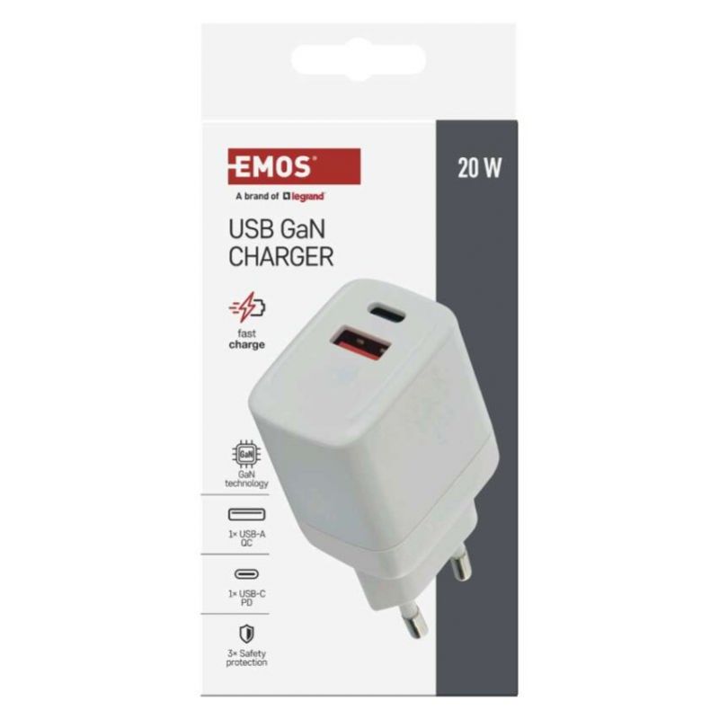 EMOS Adaptér USB univerzálny GaN do siete PD 20 W max