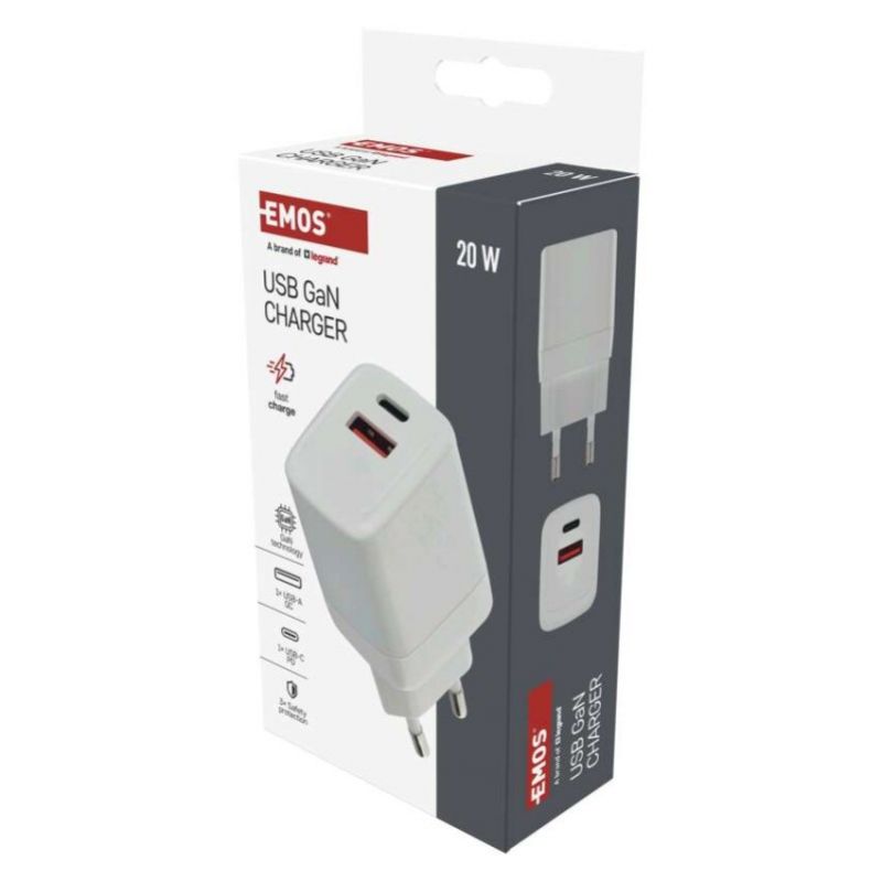 EMOS Adaptér USB univerzálny GaN do siete PD 20 W max