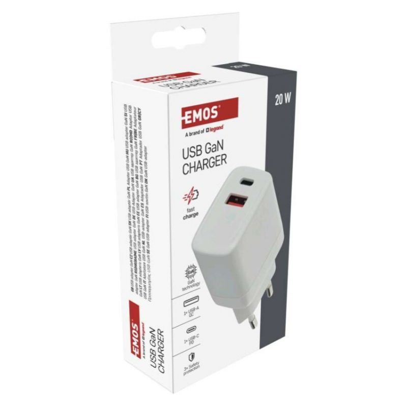 EMOS Adaptér USB univerzálny GaN do siete PD 20 W max