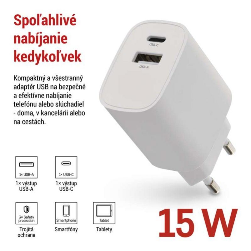 EMOS Adaptér USB univerzálny BASIC do siete 15 W max.