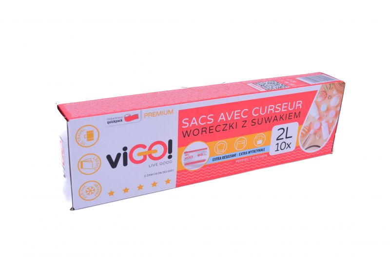 Kinekus Sáčok / vrecko so zipsom, 2l, 10ks 24x20 cm KLC