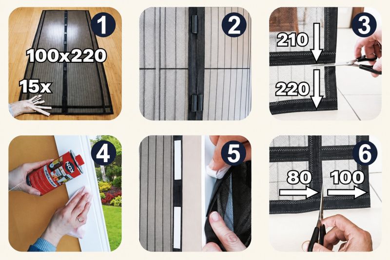 Sieť proti hmyzu magnetická, 80/90/100x210/220 cm, čierna foto2