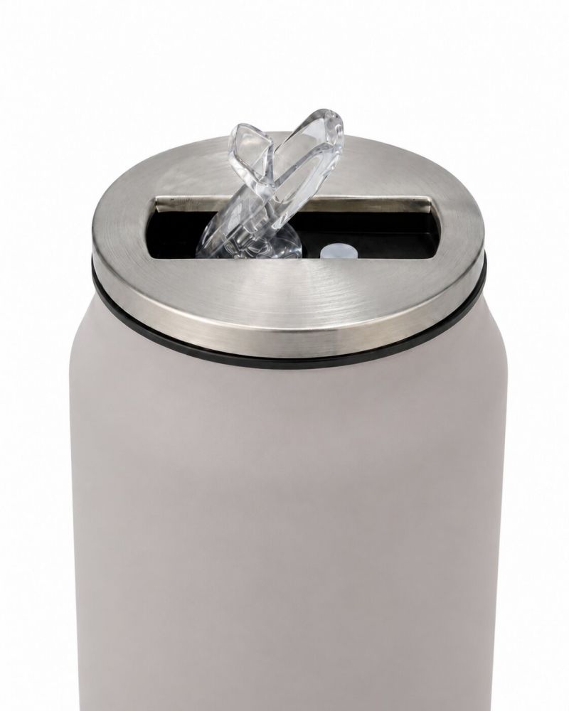 Termohrnček so slamkou 500 ml nerez, sivý NAVA