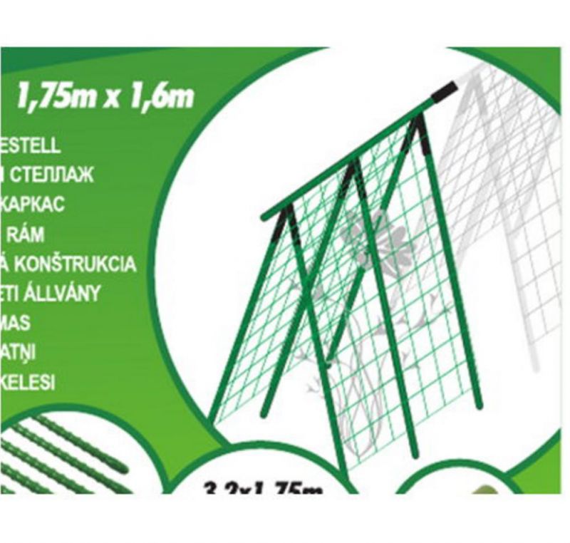 Sieť na uhorky s konštrukciou, 1,75x1,6, zelená