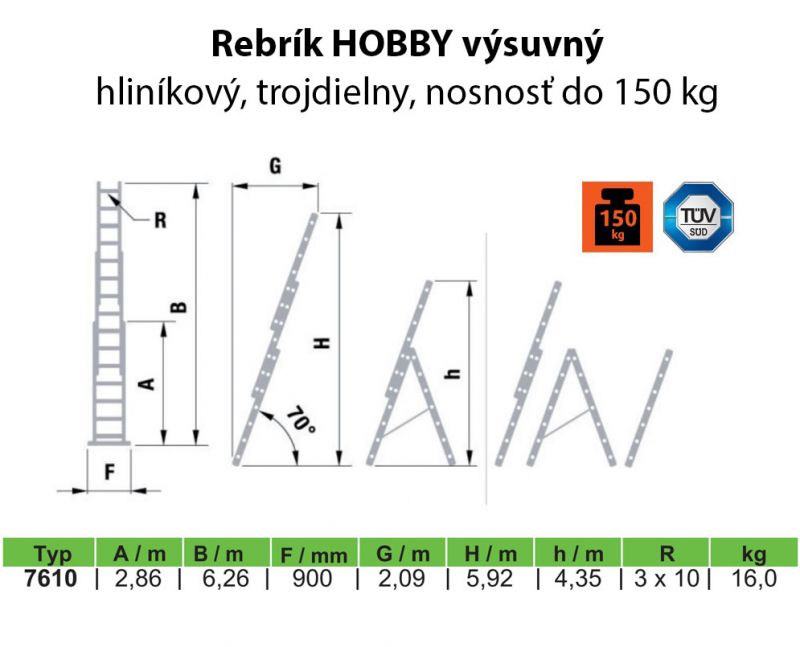 Rebrík HOBBY 3 x 10 priečok
