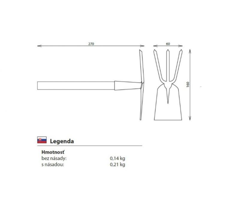 FED 002/250 plochá-trojzub, s násadou