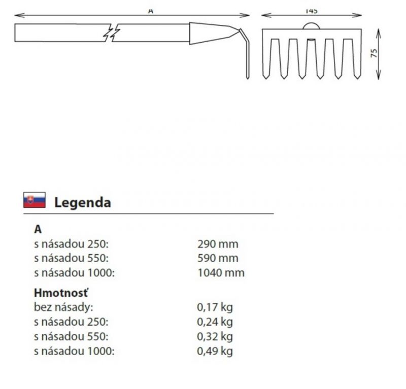 Kinekus Hrable 6-zubové, násada 55cm