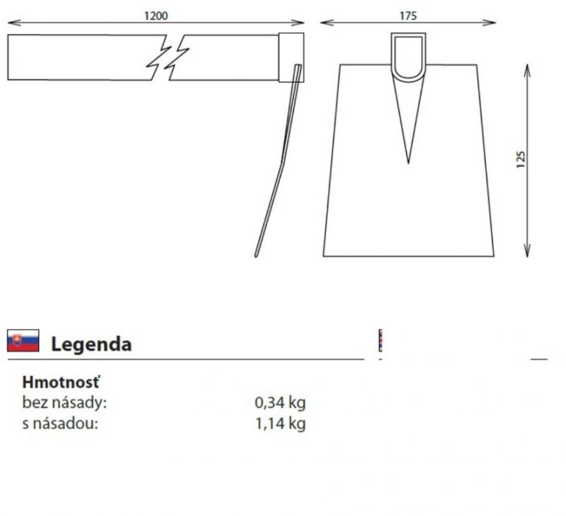 Kinekus Motyka plochá, 175mm, s násadou