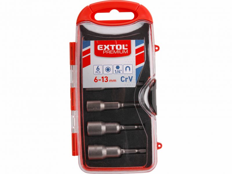 EXTOL PREMIUM Hlavica nástrčné magnetické so 6hr. stopkou 1/4"