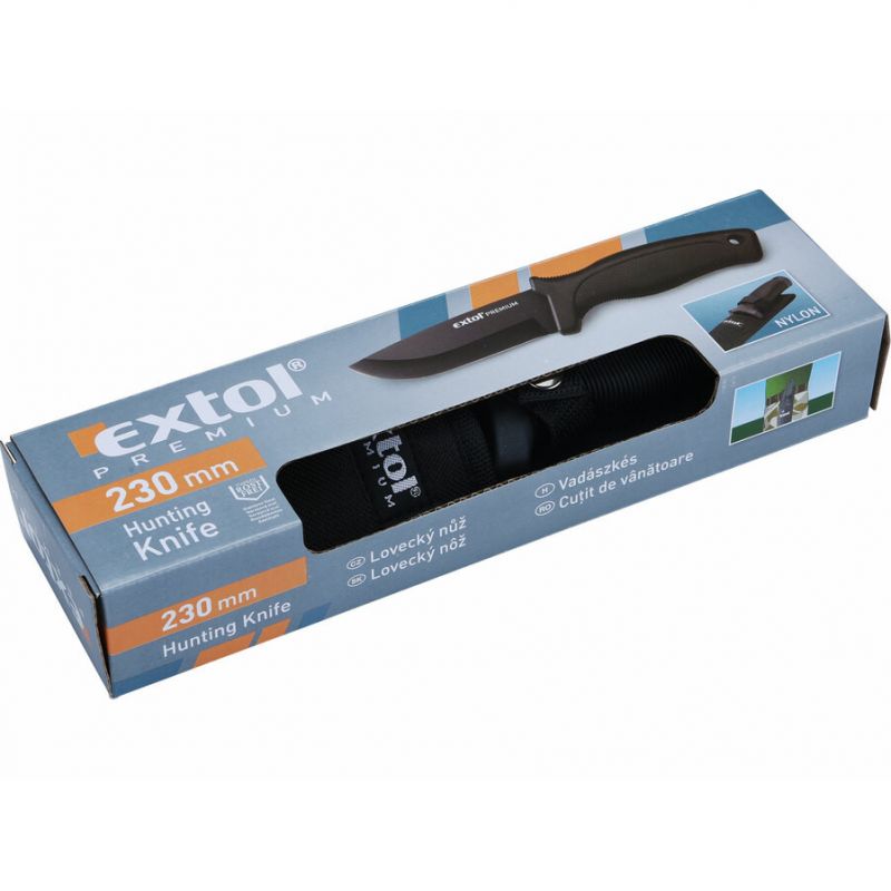 EXTOL PREMIUM Nôž v puzdre, lovecký, nerezový, 230 mm, EXTOL