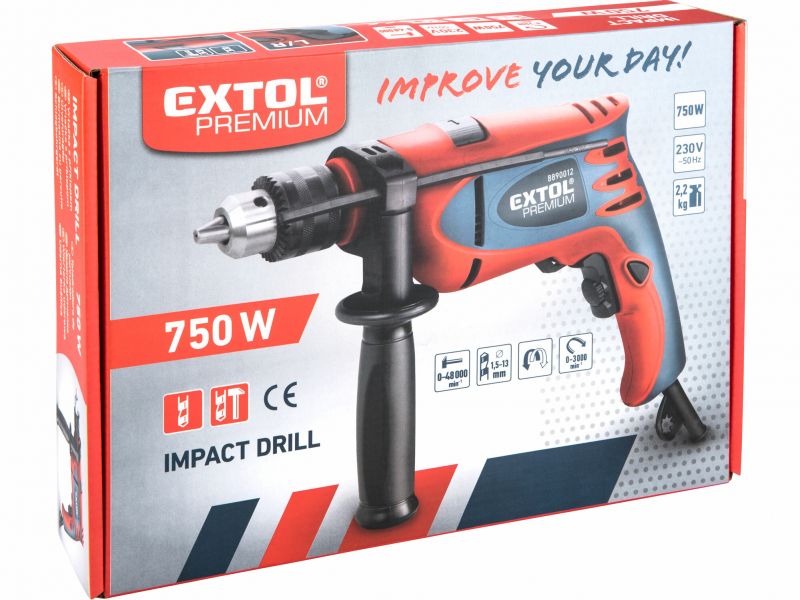 EXTOL PREMIUM Príklepová vŕtačka, príkon 750 W