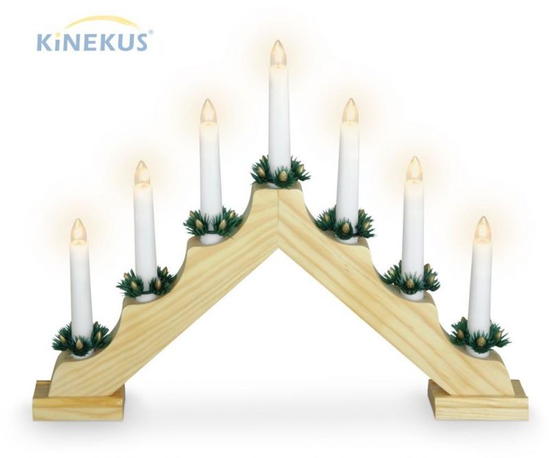 Kinekus Svietnik vianočný 7 LED sviečok, elektrický, drevo