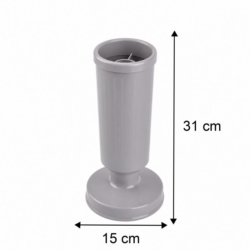 Váza na hrob 30cm šedá, so záťažou