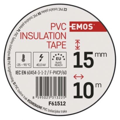 EMOS Páska izolačná PVC 15mm/10m, ČIERNA