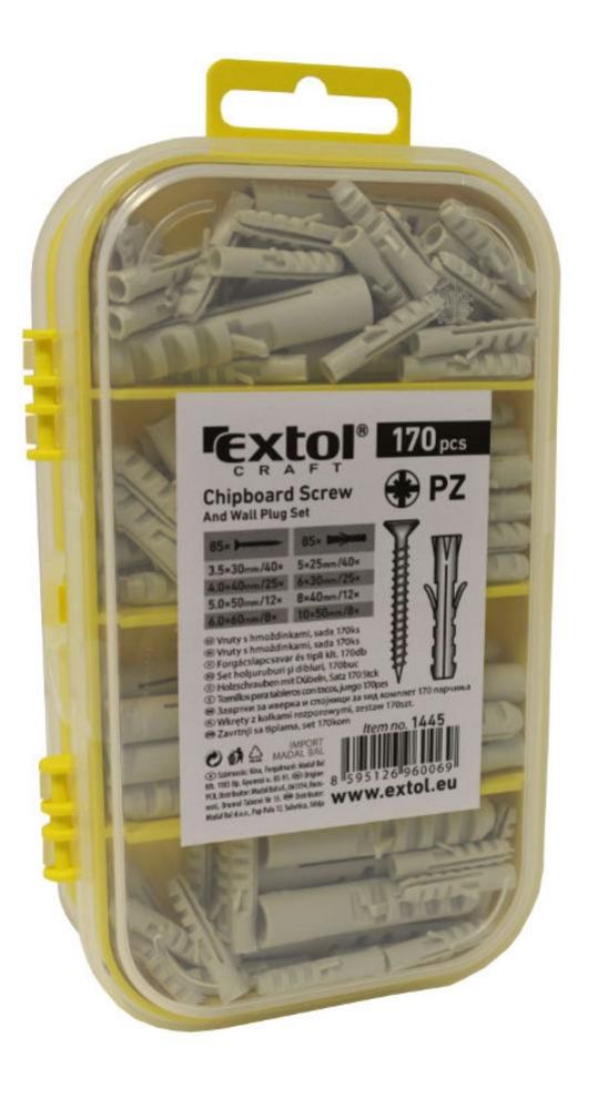 EXTOL CRAFT Skrutky s hmozdinkami  sada n170 ks xxx
