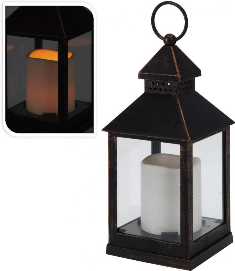 Kinekus Lampáš svietnik s LED sviečkou 23cm, medený efekt