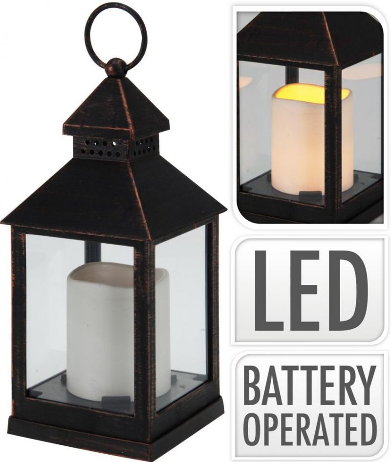 Kinekus Lampáš svietnik s LED sviečkou 23cm, medený efekt