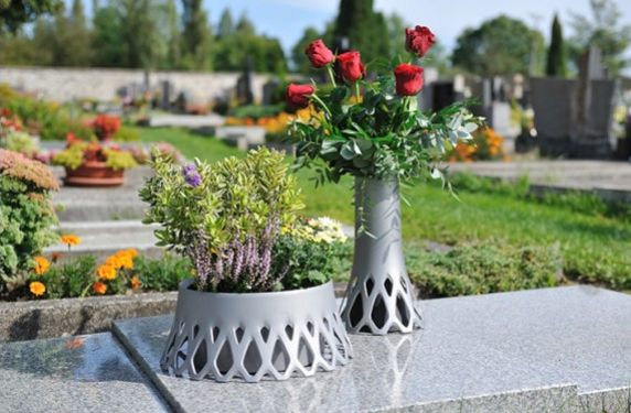 Kinekus Plastový kvetináč na hrob ROSETA 30cm, samozavlažovací, strieborný