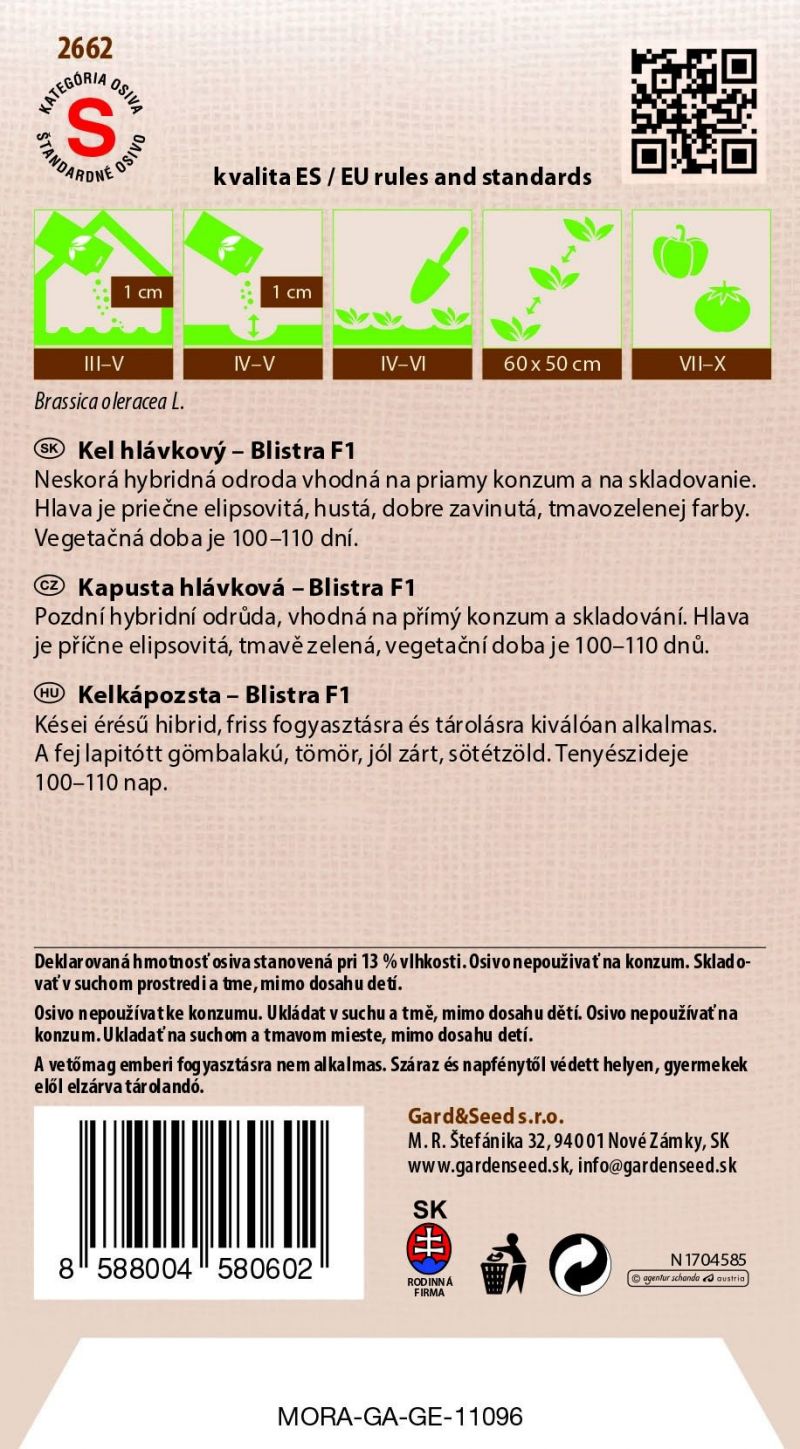 Kinekus Kel hlávkový neskorý BLISTRA F1