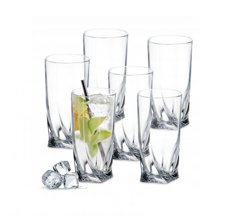 Kinekus Sklenený pohár na vodu long, objem 350ml, 6ks sada, QUADRO BOHEMIA