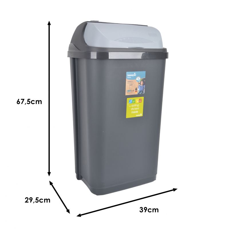 Kôš na odpad zasúvací, 50L, plastový, RASMUS, grafit