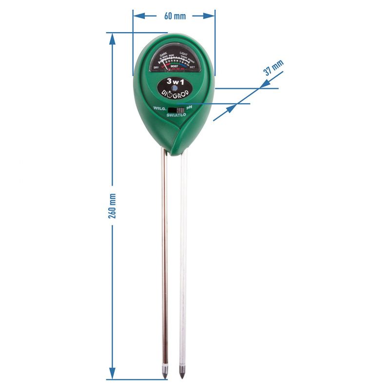 Kinekus Tester 3-v-1 tester substrátu PH , vlhkosť, slnečné žiarenie KLC