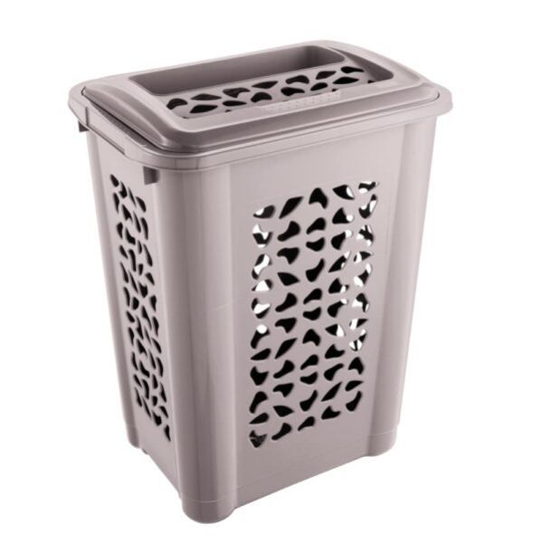 Kinekus Kôš na špinavé prádlo, plastový, 60L, HAMPER, sivý