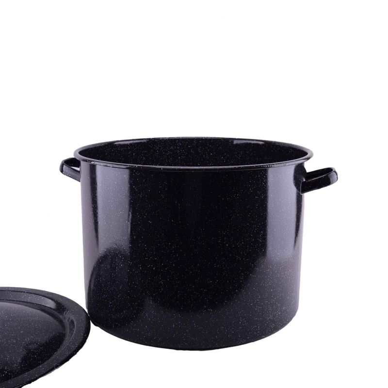 Kinekus Hrniec s pokrievkou, smaltovaný, 45 cm/53 L, čierny prskaný