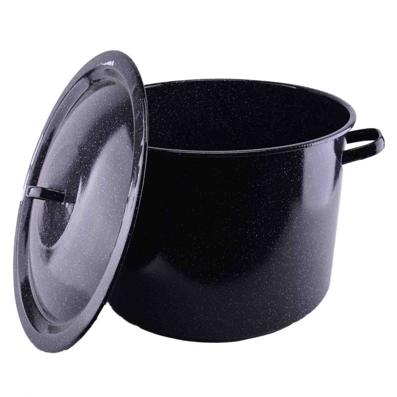 Kinekus Hrniec s pokrievkou, smaltovaný, 45 cm/53 L, čierny prskaný