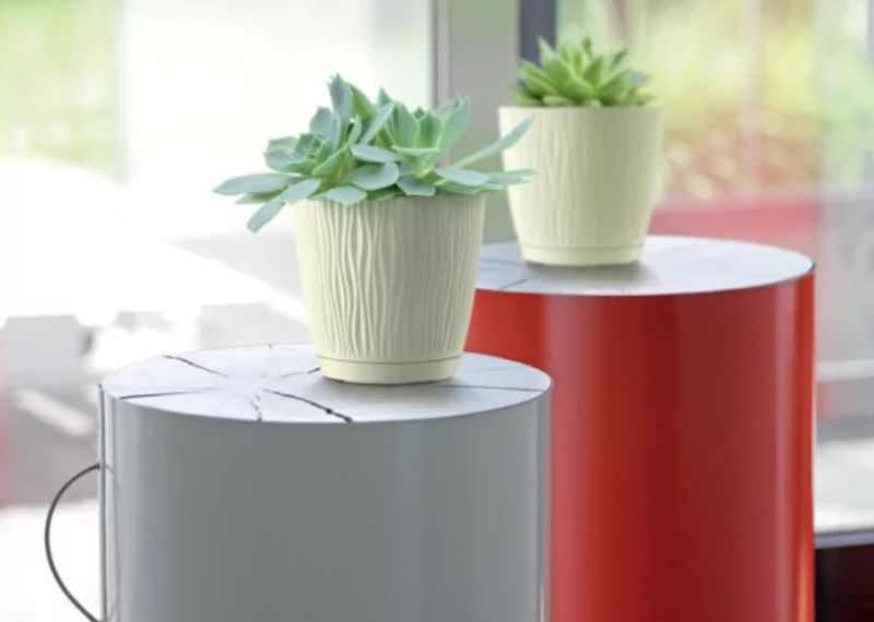 Kinekus Kvetináč s miskou plastový okrúhly, priemer 19cm, SANDY P, biely